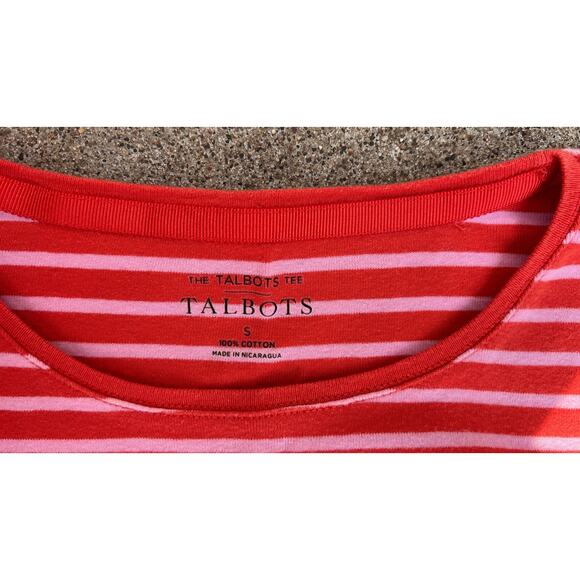Talbots Blouse Women Size Small Stripe The Talbots Tee Crewneck Short Sleeve Top - Picture 3 of 4